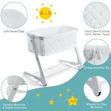 Load image into Gallery viewer, Baby Height Adjustable Bassinet w/ Washable Mattress-White