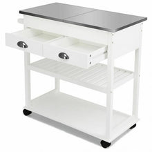 Load image into Gallery viewer, Stainless Steel Mobile Kitchen Trolley Cart With Drawers & Casters-White