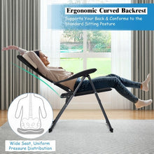 Load image into Gallery viewer, 2 Pcs Patio Back Adjustable Reclining Folding Chairs-Black