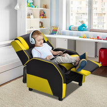 Load image into Gallery viewer, Kids Youth PU Leather Gaming Sofa Recliner with Headrest and Footrest-Yellow