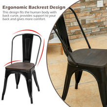 Load image into Gallery viewer, Set of 4 Stackable Tolix Style Metal Wood Dining Chair-Black