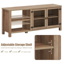 Load image into Gallery viewer, Wooden TV Stand with 2 Metal Mesh Doors -Natural