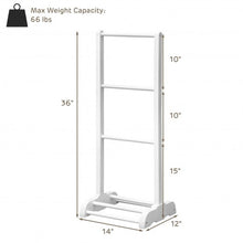 Load image into Gallery viewer, 3-Bar Acacia Wood Freestanding Bathroom Towel Rack w/Bottom Storage Shelf-White
