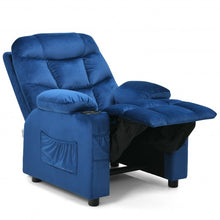 Load image into Gallery viewer, Adjustable Lounge Chair with Footrest and Side Pockets for Children-Blue