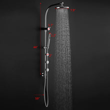 Load image into Gallery viewer, 44" Chrome Brass Rainfall Shower Panel Wall Mount with Hand Show