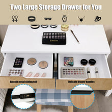 Load image into Gallery viewer, Dressing Table with Large Round Mirror and 8 Light Bulbs for Bedroom-Natural