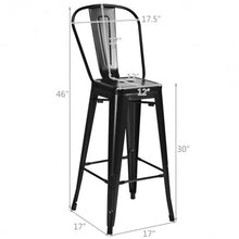 Load image into Gallery viewer, 30" Height Set of 4 High Back Metal Industrial Bar Stools-Black