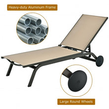 Load image into Gallery viewer, Aluminum Fabric Outdoor Patio Lounge Chair with Adjustable Reclining -Brown