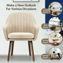 Load image into Gallery viewer, Set of 2 Fabric Upholstered Accent Chairs with Wooden Legs-Beige