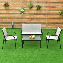 Load image into Gallery viewer, 4 pcs Patio Furniture Set with Glass Top Coffee Table-Gray