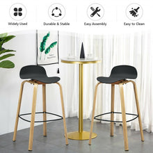 Load image into Gallery viewer, Set of 2 Modern Barstools Pub Chairs with Low Back and Metal Legs-Black