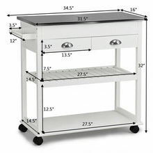 Load image into Gallery viewer, Stainless Steel Mobile Kitchen Trolley Cart With Drawers & Casters-White