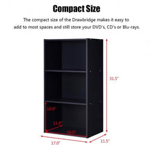 Load image into Gallery viewer, 3 Open Shelf Bookcase Modern Storage Display Cabinet-Black