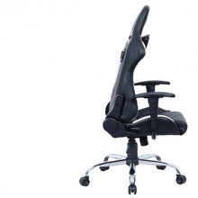 Load image into Gallery viewer, Black and White Gaming Chair with Head-Rest Pillow