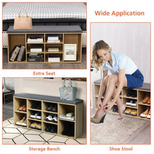 Load image into Gallery viewer, 10-Cube Organizer Entryway Padded Shoe Storage Bench-Beige