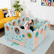 Load image into Gallery viewer, 14-Panel Foldable Baby Safety Play Yard with Lockable Gate