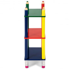 Load image into Gallery viewer, 3 Tiers Kids Bookshelf Crayon Themed Shelves Storage Bookcase