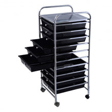 Load image into Gallery viewer, 10 Drawer Rolling Storage Cart Organizer-Black