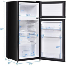 Load image into Gallery viewer, 2 Doors Cold-rolled Sheet Compact Refrigerator-Black