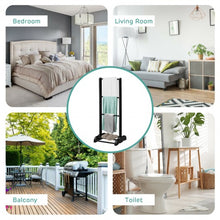 Load image into Gallery viewer, 3-Bar Acacia Wood Freestanding Bathroom Towel Rack w/Bottom Storage Shelf-Black