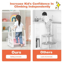 Load image into Gallery viewer, Kids Step Stool Learning Helper with Armrest for Kitchen Toilet Potty Training