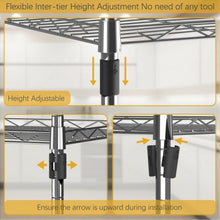 Load image into Gallery viewer, 4-Wire Shelving Metal Adjustable Storage Rack with Removable Hooks-Silver