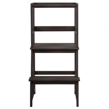 Load image into Gallery viewer, Kids Wooden Kitchen Step Stool with Safety Rail-Brown