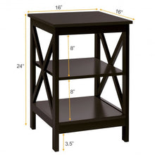 Load image into Gallery viewer, 3-Tier Nightstand End Table with X Design Storage -Espresso