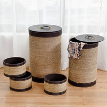 Load image into Gallery viewer, 5 pcs Round Storage Basket Seaweed Hamper Laundry Basket