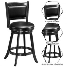 Load image into Gallery viewer, 2 Pieces 24 Inches Swivel Counter Stool Dining Chair Upholstered Seat-Black