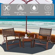 Load image into Gallery viewer, 3PCS Outdoor Wooden Patio Rattan Furniture Set