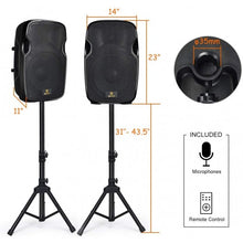 Load image into Gallery viewer, Dual Portable 2-Way Powered PA Speaker System