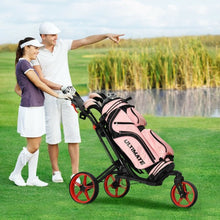 Load image into Gallery viewer, Folding Golf Push Cart with Scoreboard Adjustable Handle Swivel Wheel-Red