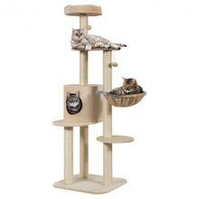 Load image into Gallery viewer, 56.5" Multi-Level Cat Tree Kitten Climbing Tower-Beige