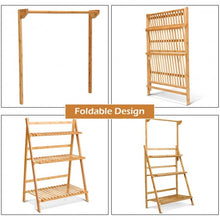 Load image into Gallery viewer, 3 Tiers Bamboo Hanging Folding Plant Shelf Stand