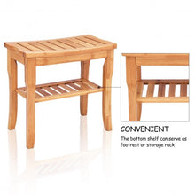 Load image into Gallery viewer, Bathroom Bamboo Shower Chair Bench with Storage Shelf
