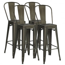 Load image into Gallery viewer, 30" Height Set of 4 High Back Metal Industrial Bar Stools-Gun