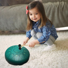 Load image into Gallery viewer, Steel Tongue Handpan Drum 13 Notes 12�-Green