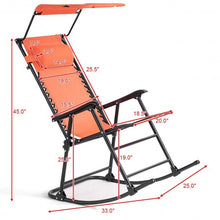 Load image into Gallery viewer, Zero Gravity Folding Rocking Chair Rocker Porch-Orange