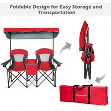 Load image into Gallery viewer, Portable Folding Camping Canopy Chairs w/ Cup Holder-Red