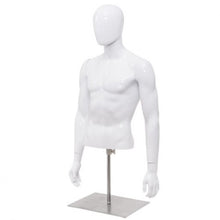 Load image into Gallery viewer, Plastic Half Body Head Turn Male Mannequin with Base