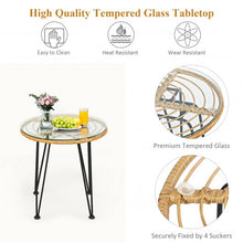 Load image into Gallery viewer, 3Pcs Rattan Furniture Set with Cushioned Chair Table-White