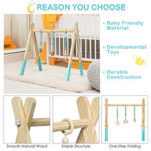 Load image into Gallery viewer, 3 Wooden Baby Teething Toys Hanging Bar-Blue
