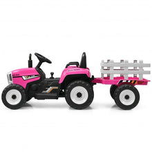 Load image into Gallery viewer, 12V Kids Ride On Tractor with Trailer Ground Loader-Pink