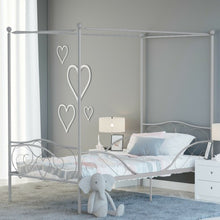 Load image into Gallery viewer, Twin Size Metal Canopy Bed Frame 4 Poster Steel Slats Headboard Footboard-Silver