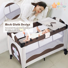 Load image into Gallery viewer, Baby Crib Playpen Playard Pack Travel Infant Bassinet Bed Foldable 4 color-COFFEE