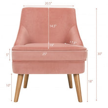 Load image into Gallery viewer, Velvet Upholstered Accent Chair with Rubber Wood Legs-Pink
