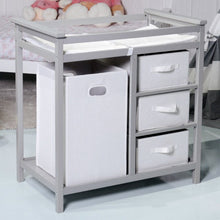 Load image into Gallery viewer, Infant Diaper Changing Storage Table with Hamper & 3 Baskets