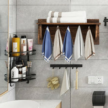 Load image into Gallery viewer, Rustic Wooden Wall-Mounted Entryway Hanging Shelf-Brown