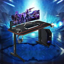 Load image into Gallery viewer, 55" T-Shaped Gaming Desk with Full Desk Mouse Pad and Gaming Handle Rack